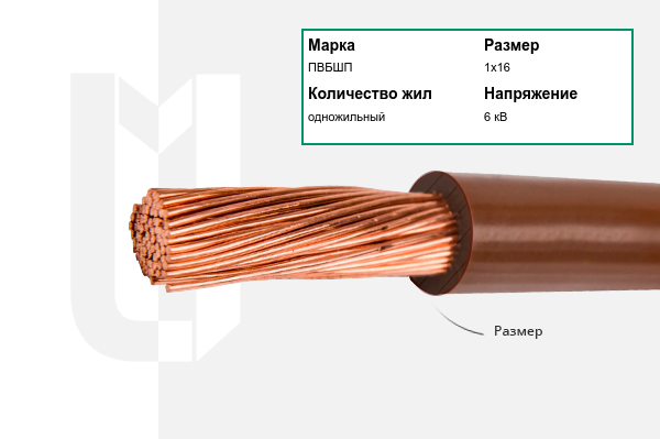 Силовой кабель ПВБШП 1х16 мм