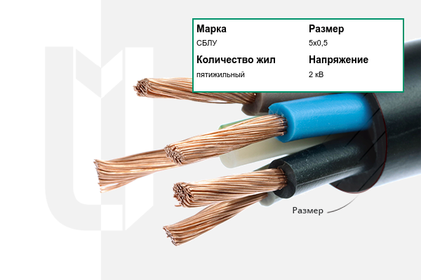 Силовой кабель СБЛУ 5х0,5 мм