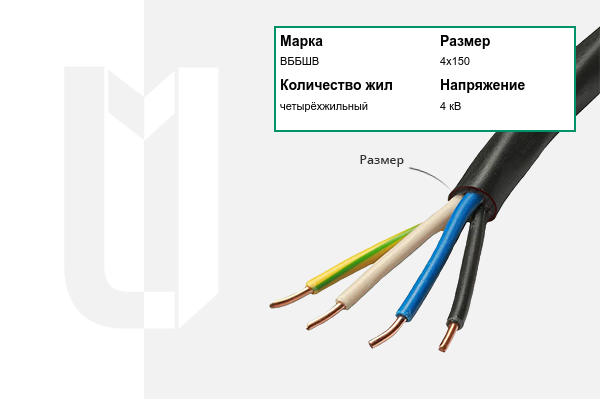 Силовой кабель ВББШВ 4х150 мм