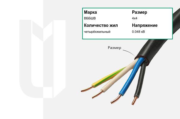 Силовой кабель ВББШВ 4х4 мм